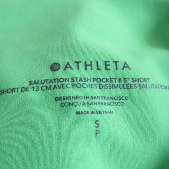 ATHLETA Salutation Stash High Rise 5" Short Neon Green Mint Athleisure Gym Sz S - Picture 11 of 12